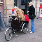 Popular load-carrying bicycle used for caring children by the mothers
