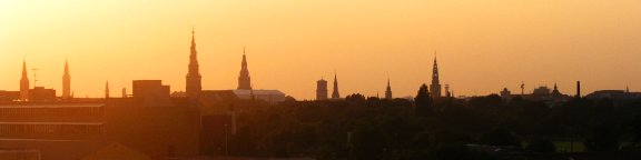 Copenhagen's skyline at sunset