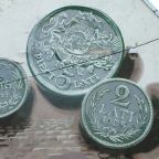 Wall painting of Latvian coins