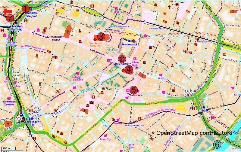 Map of St Downtown Muenchen